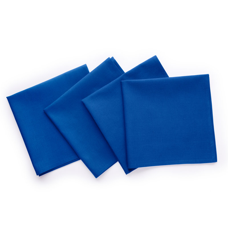 Dru Cotton Linen Dinner Napkins, Blue