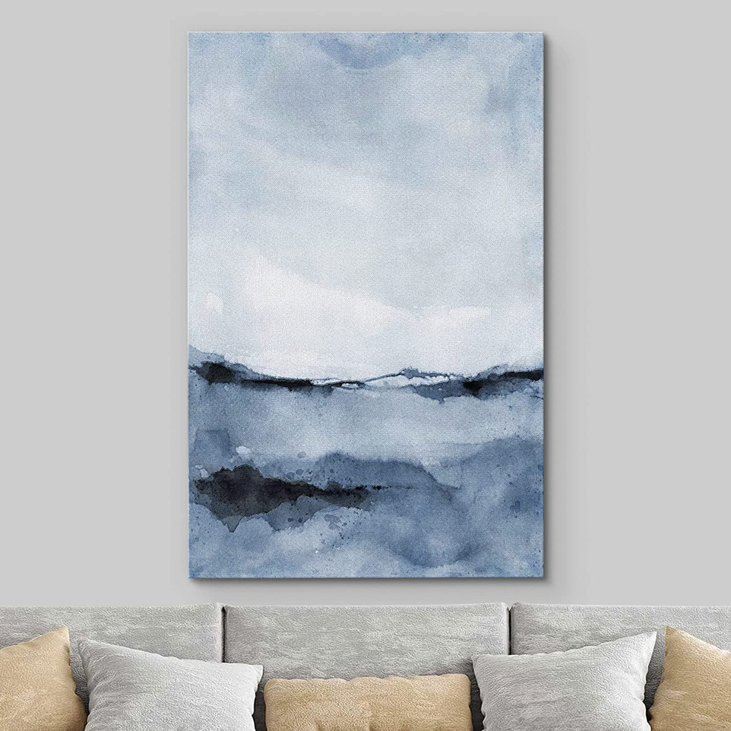 Blue Abstract Canvas Wall Art Wall Decor For Living Room Modern Wall Decorations For Bedroom Family Bathroom Abstract Paintings Office Canvas Art Hang - 3