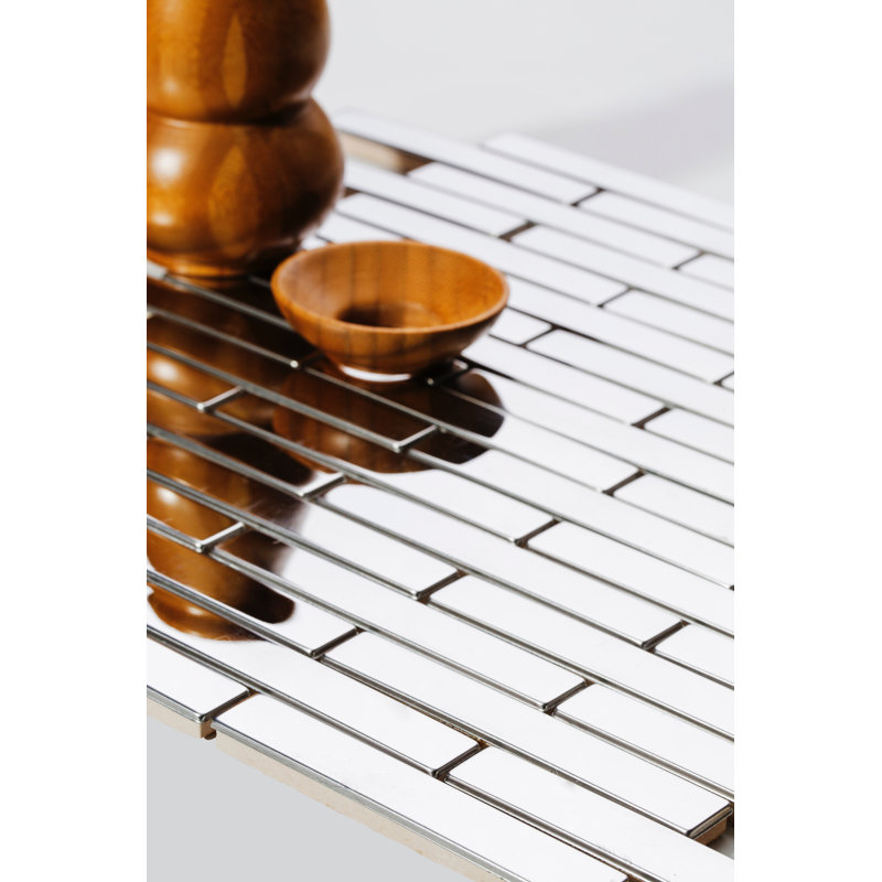 Carreau de mosaïque linéaire en métal Ariya, Argent