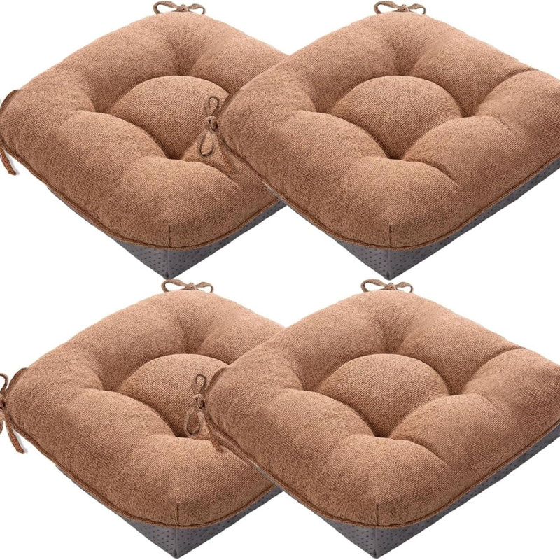 Dining Chair Cushions Set Of 4 Memory Foam 15.5 Inch Brown