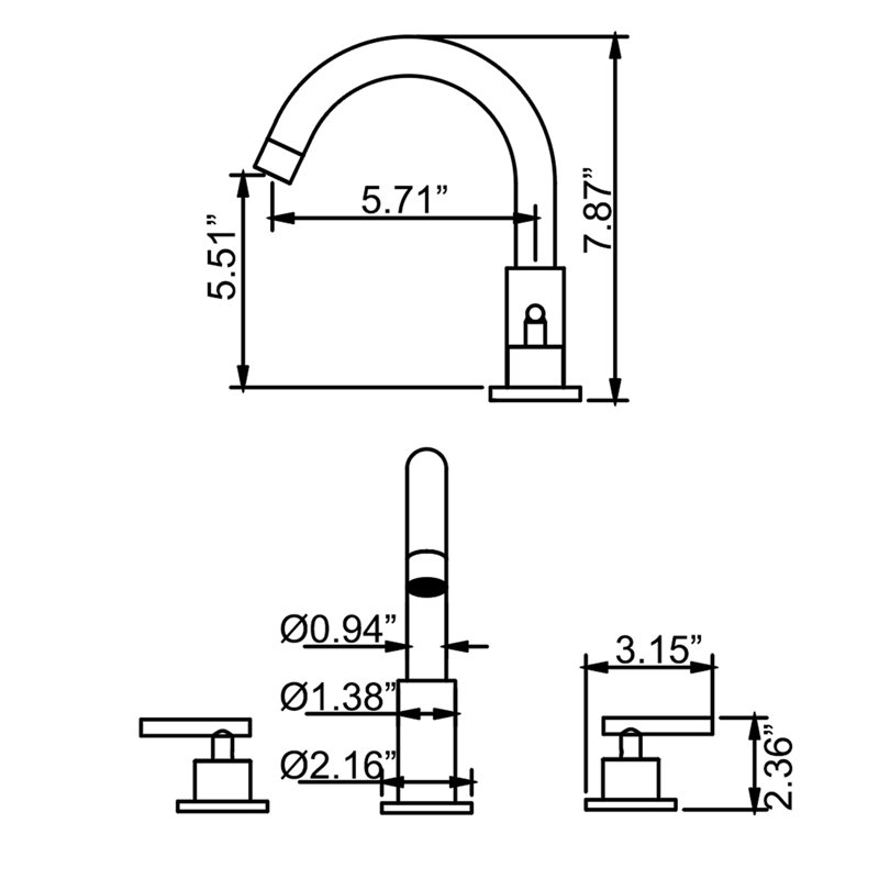 Widespread 2-handle Bathroom Faucet