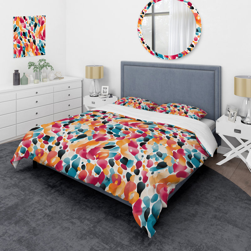 Ensemble de housse de couette rose et bleu, Housse de couette pour très grand lit et 2 très