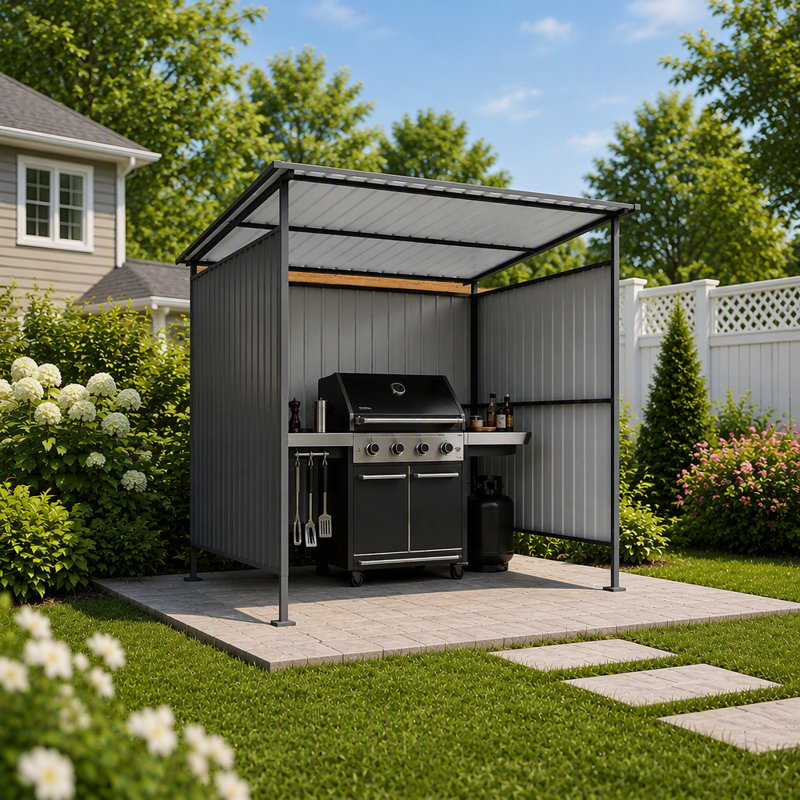 Pergola d'extérieur robuste de 6 x 6 pi avec toit rigide, pavillon de jardin multifonctionnel et remise pour patio et cour arrière
