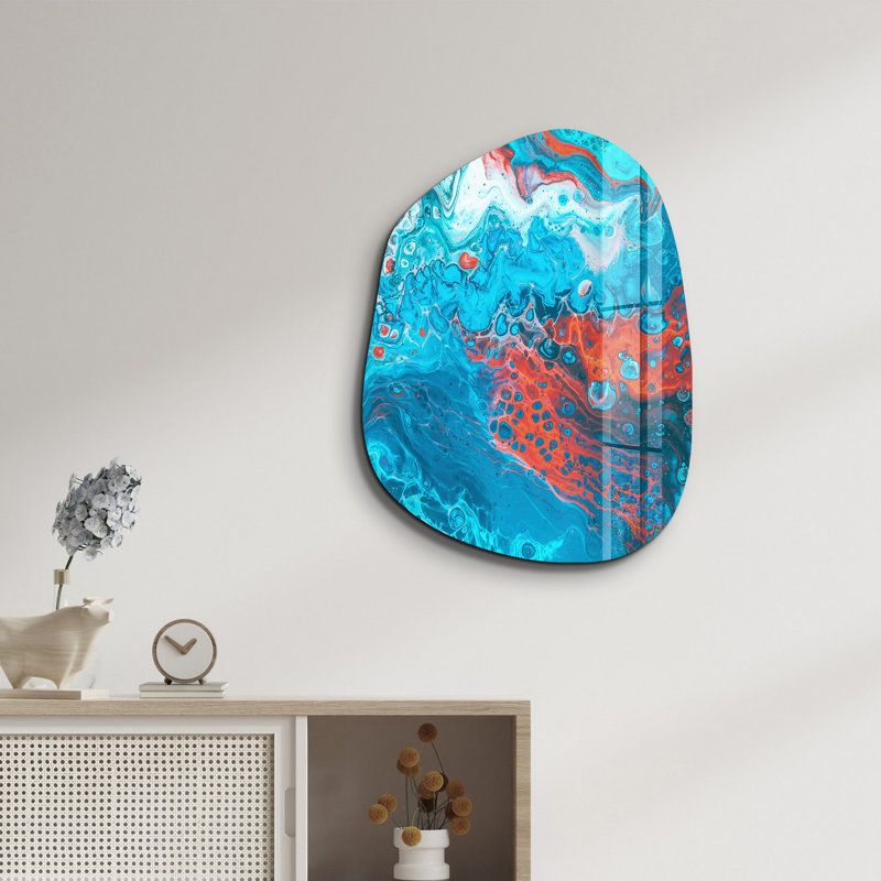 Wall Decor on Tempered Glass, 50" H x 65" W x 0.4" D