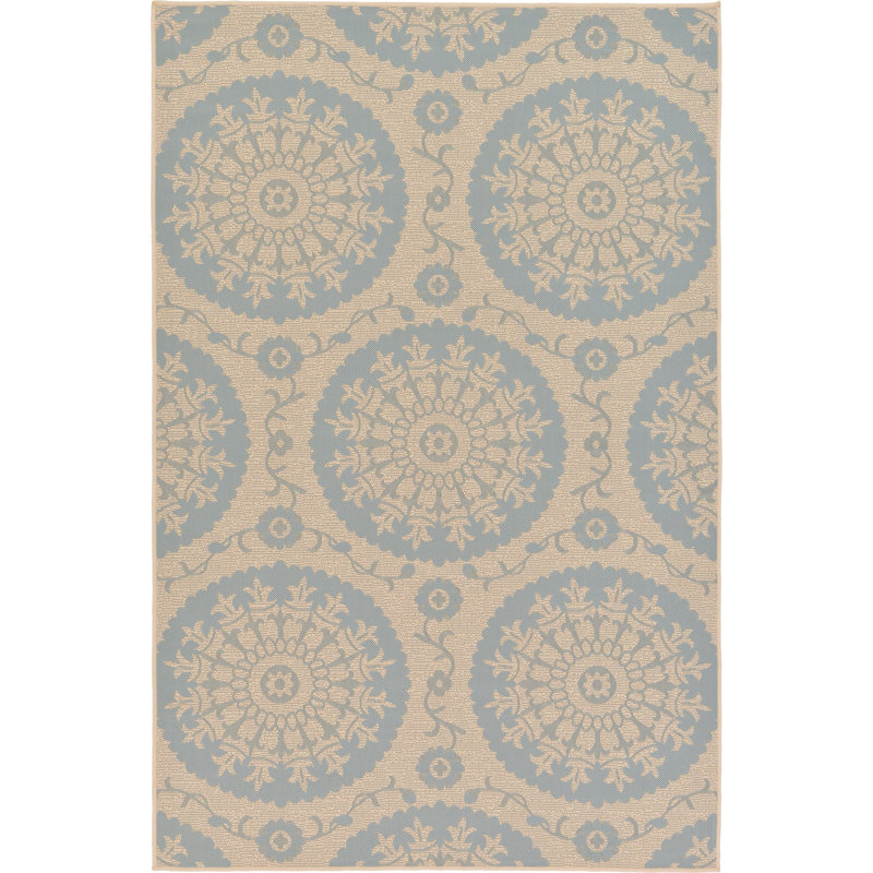 Tapis bleu intérieur / extérieur Malaga, Rectangle 8 pi x 11 pi 4 po