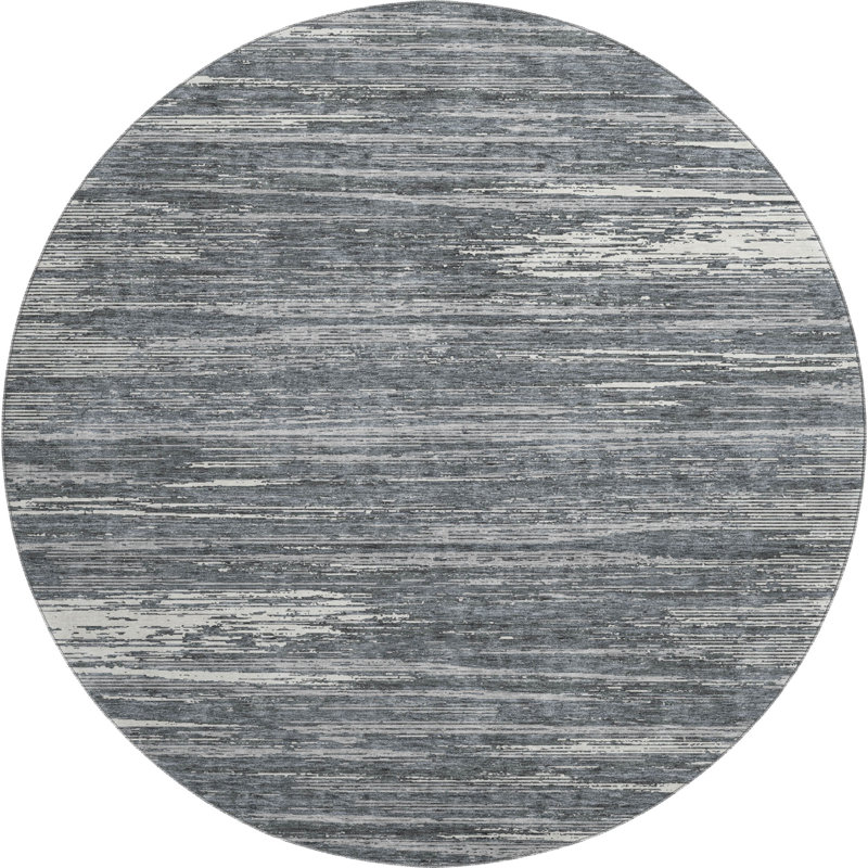 Premium Machine Washable Prisco Gray Rug, Round 8'