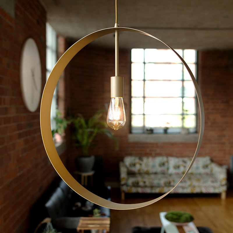 Mendosa 1-Light Bulb Pendant, Black, LED included