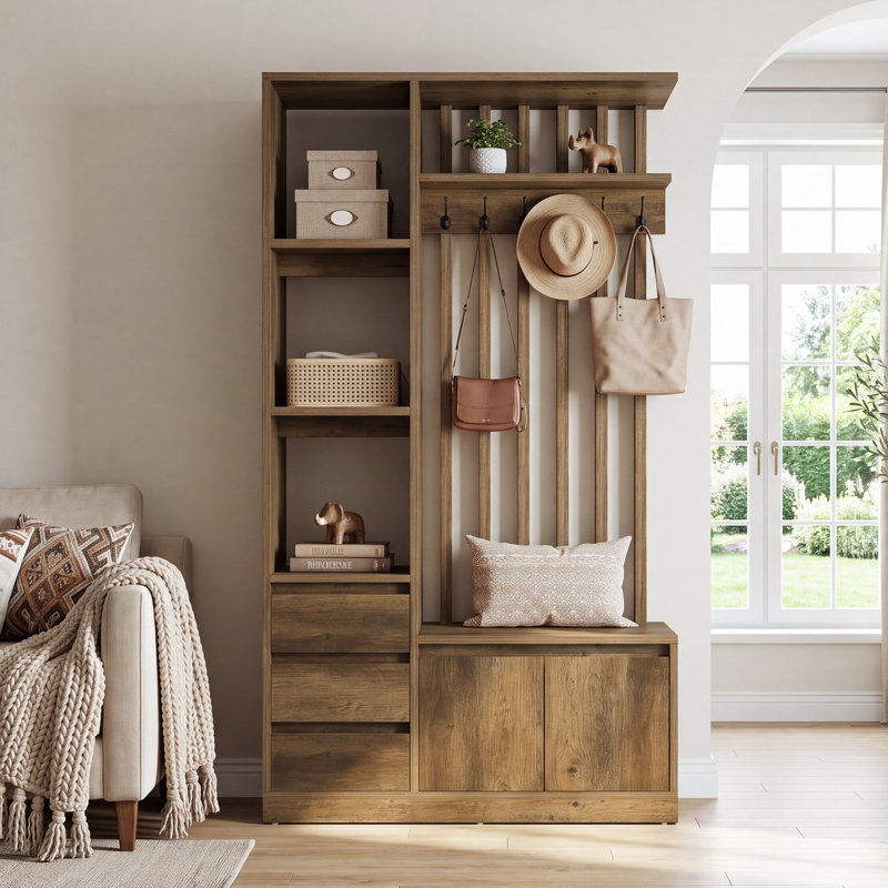 39.37 " Wide Hall Tree with Shelves