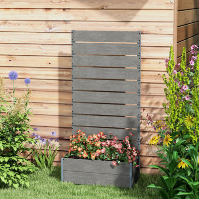 Trellis Planter For Climbing Plants, Raised Garden Bed With Trellis, Planter Box For Outdoor, 28.25" X 15" X 59", Gray