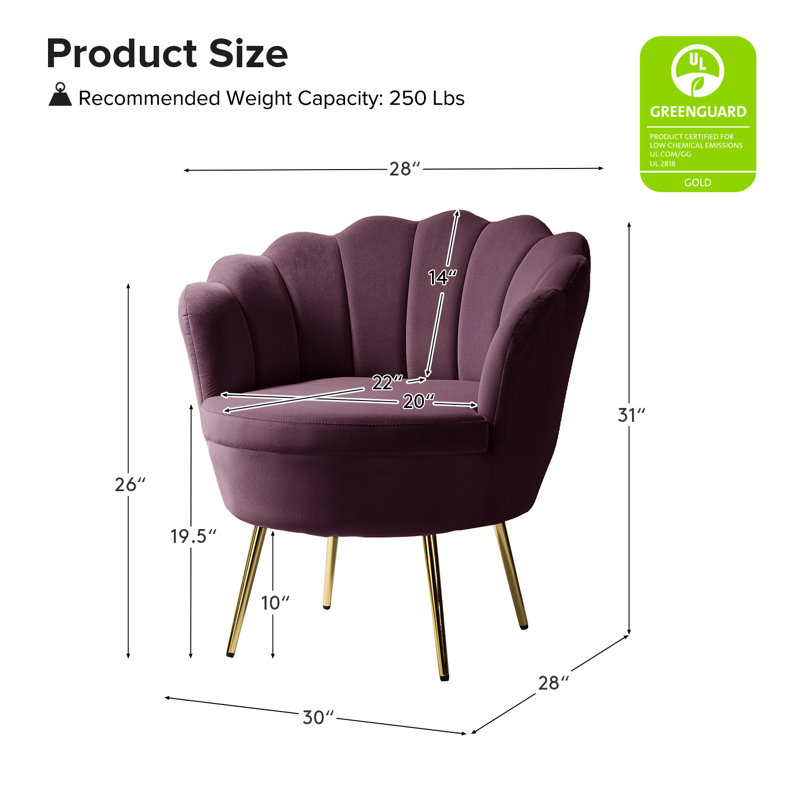 Fauteuil demi-tonneau en velours 30 po Hendrix, Mauve