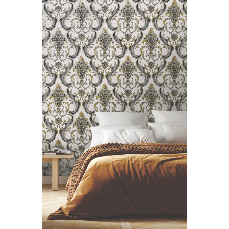 Nallely Damask, Black/Gold