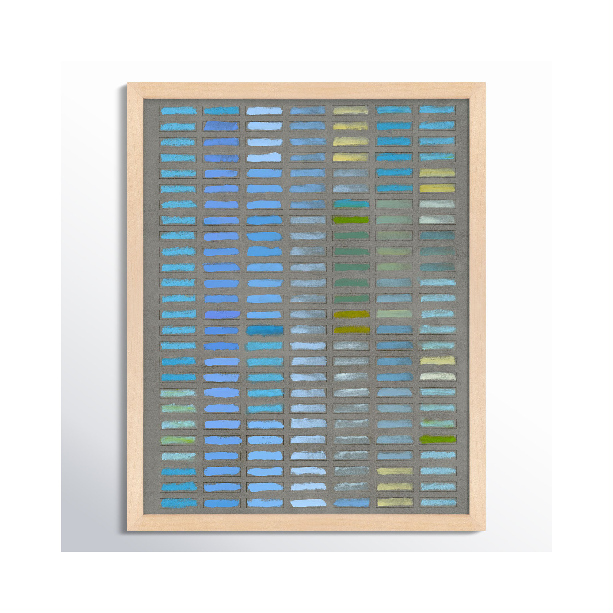 Beyond The Blues by Jacques Pilon, Maple Framed, 20" H x 16" W x 1.25" D