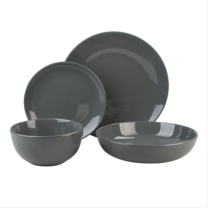 Wayfair Basics® Burkeville Stoneware Dinnerware Set - Service for 4, Grey