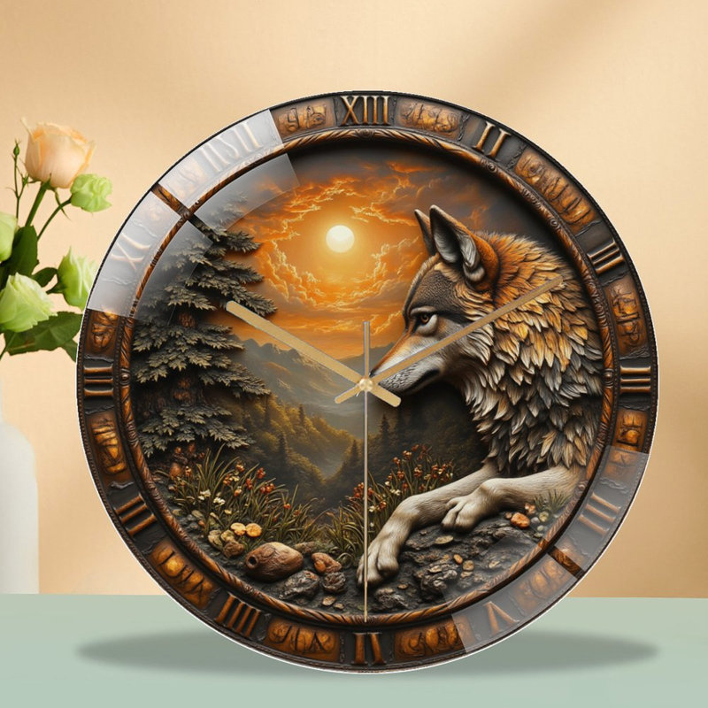 Horloge murale loup 12 po
