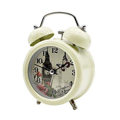 Analog Quartz movement / Crystal Clock in White with Alarm