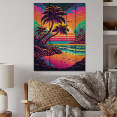 Dasha, paysage coloré de la plage I sur bois