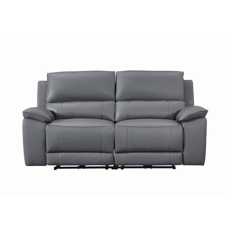 Canapé modulaire inclinable électrique, revêtement en cuir fleur, Grey