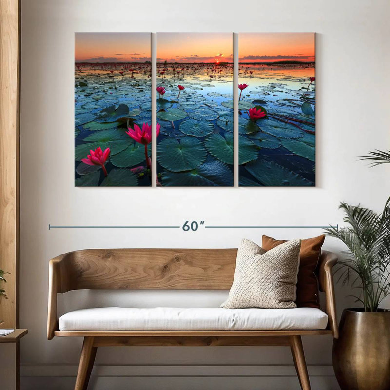 Harnek Lake Nong Harn Lotus, 32" H x 50" W