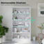 5 Shelf White Bookcase 60 inch Tall Wood Bookshelf for Bedroom