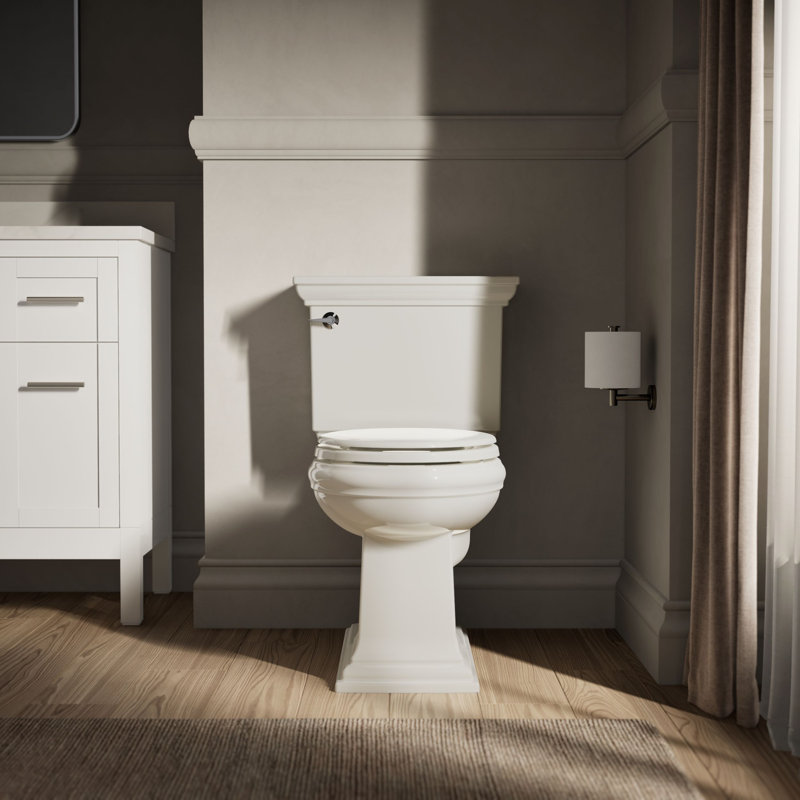 Stonewood Quiet-Close Compression-Molded Wood Toilet Seat, Biscuit, Round