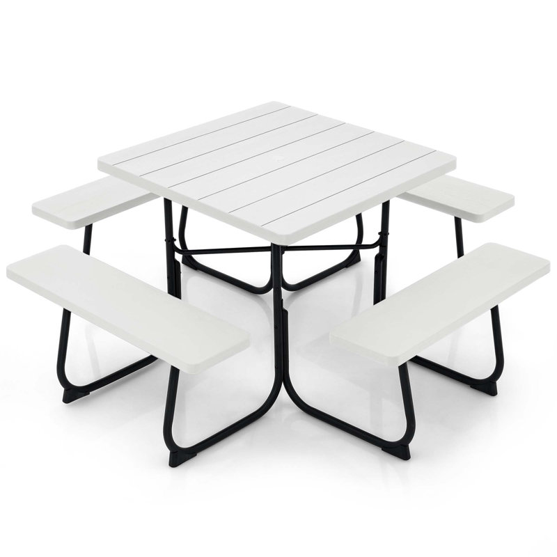 Biaca 8 - Person Patio Dining Set with Square Table,  White