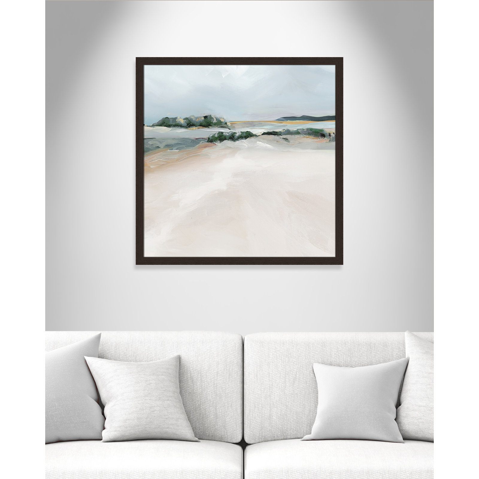 Shimmering Path - Picture Frame Painting on Paper, Walnut Framed, 33" H x 33" W x 1.12" D