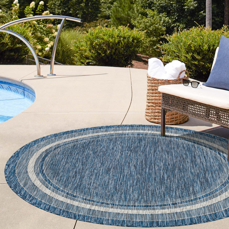 Tapis intérieur / extérieur Sevinc, Rond 13 pi, Blue