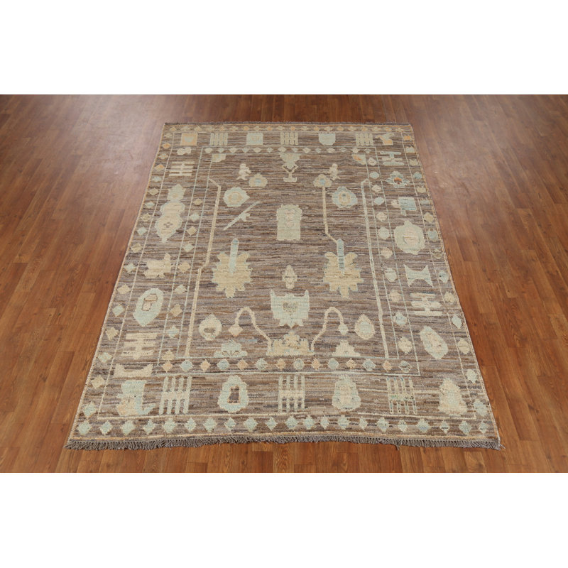Tapis brun All-Over Oushak 6 x 8