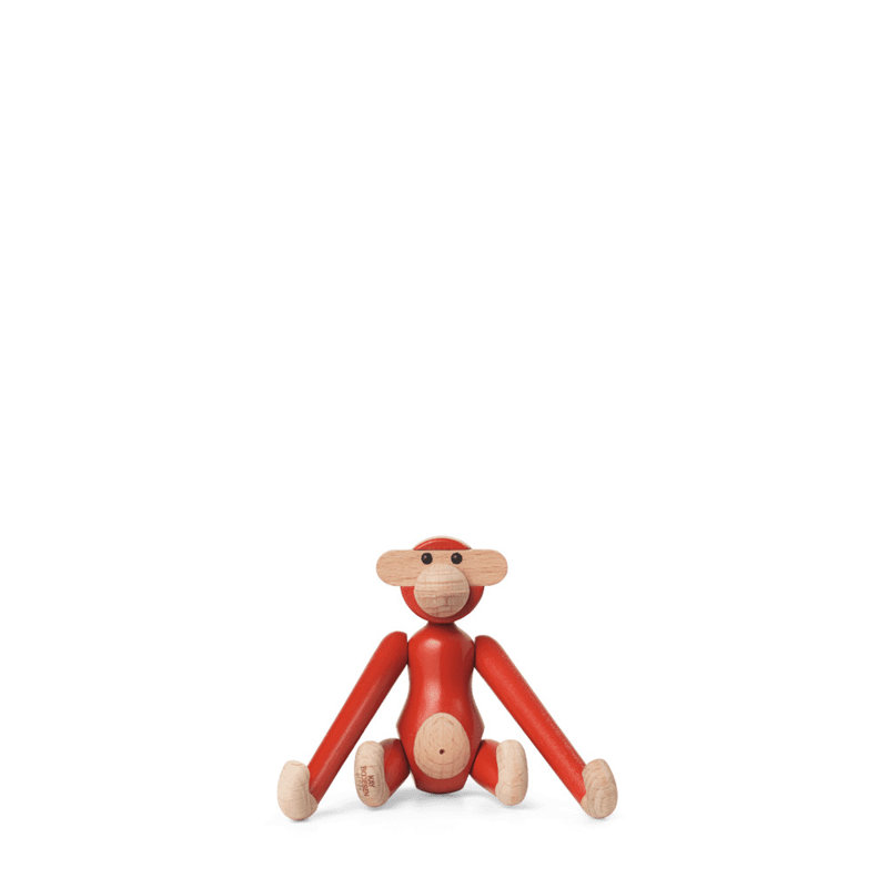 Mini Monkey Figurine, Vintage Red