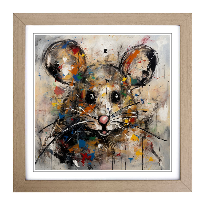 Mouse Abstract Expressionism - Framed Print, Oak
