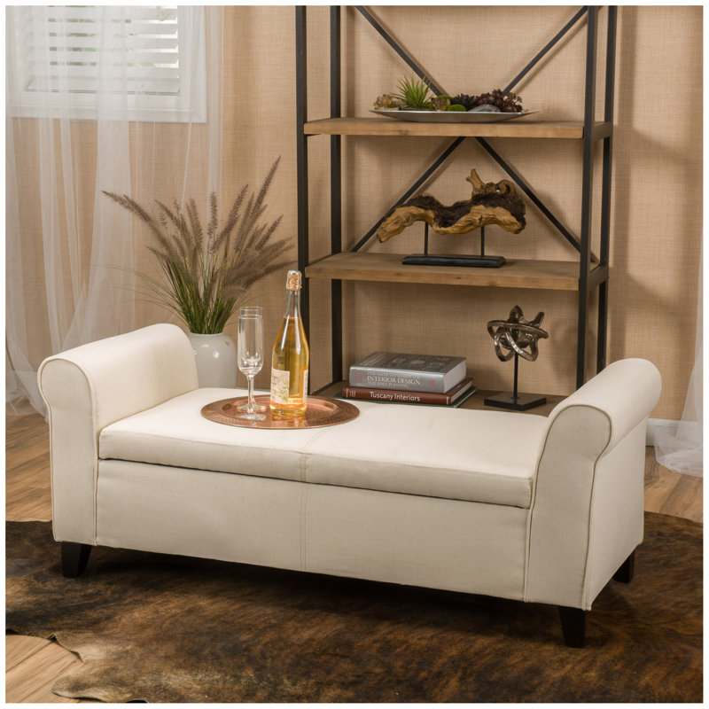 HAYES ARMED STORAGE BENCH, Beige
