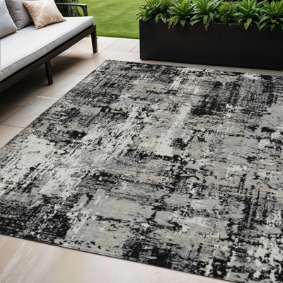Tapis intérieur gris lavable abstrait 5 pi x 8 pi