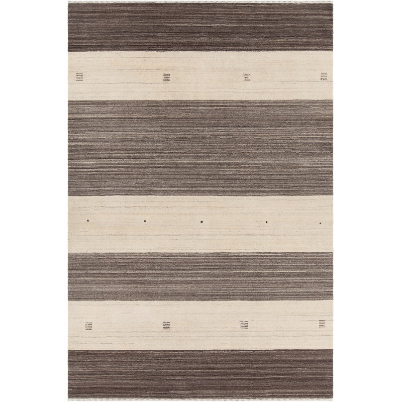 Elantra Wool Striped Area Rug in Brown, 7'9" x 10'6"