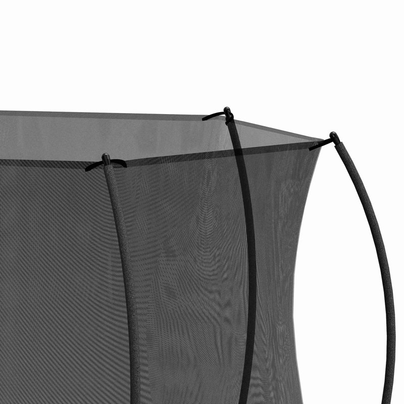 Trampoline (coussin de couleur double face), trampoline pour enfants et adultes avec filet et échelle, poteau de clôture incurvé