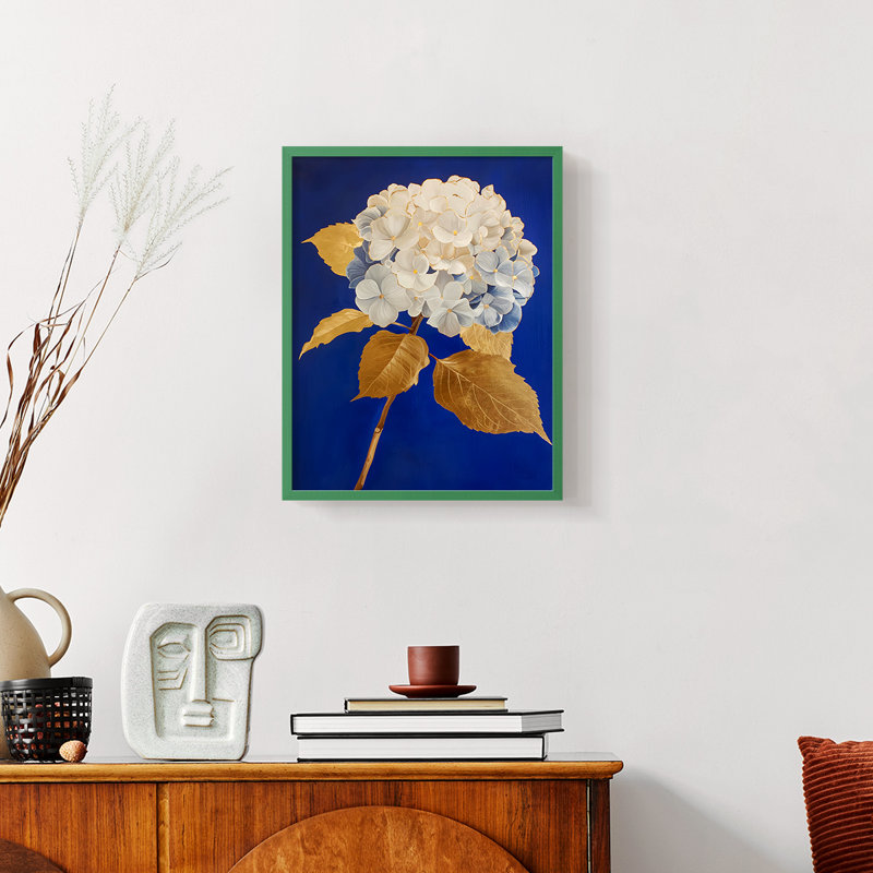 Série FLORAL Lxxxix - reproduction encadrée de qualité supérieure - prête à être accrochée - aucun clou requis, Doré