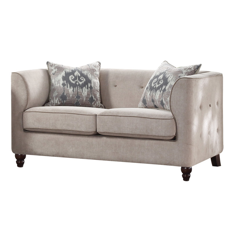 Covelo 78" Velvet Square Arm Sofa, Modern Sofa Couch with 2 Pillows,sofas,couches(1pc loveseat only) , 30" H x 58" W x 34" D