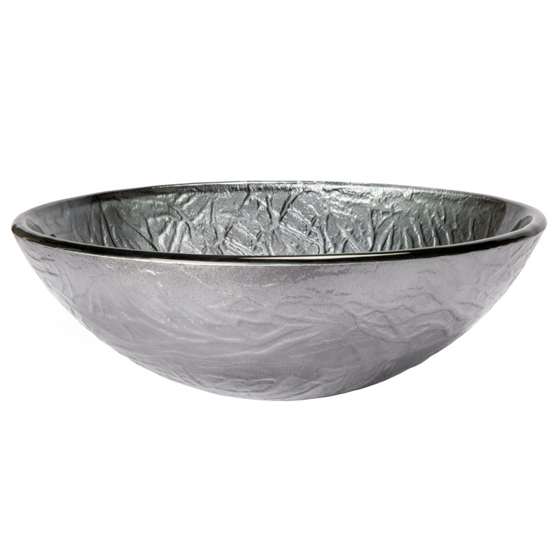 Eden Bath 16.5'' Tempered Glass Circular Bathroom Sink, Silver