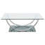 Table basse chromée à dessus en verre en forme de U