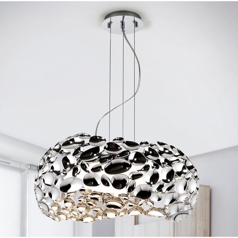Nesbit 5 - Light Matt White/Opal Unique/Statement Pendant, Chrome