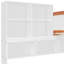 Lit superposé simple au-dessus d'un lit double avec tablettes éclairées à DEL, finition blanche, détails oranges, convient à un décor de chambre à coucher