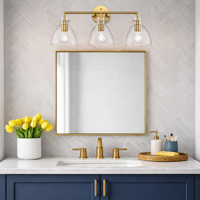 Martins 3 Light Dimmable Vanity Light, Antique Gold