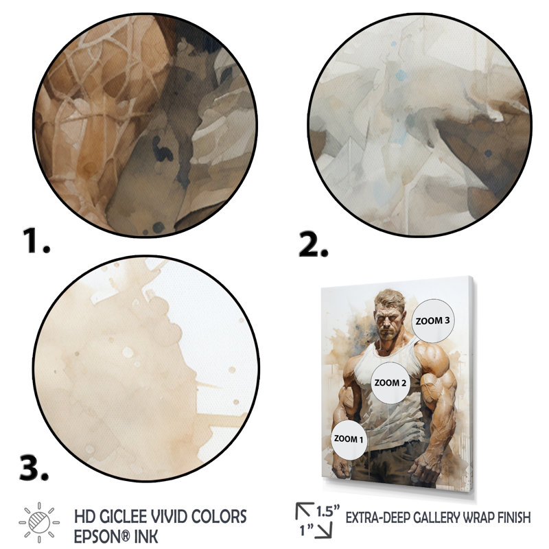 Pose de la musculation avant relaxante I - décoration murale sport, H 20 po x l 12 po x P 1 po, Toile tendue