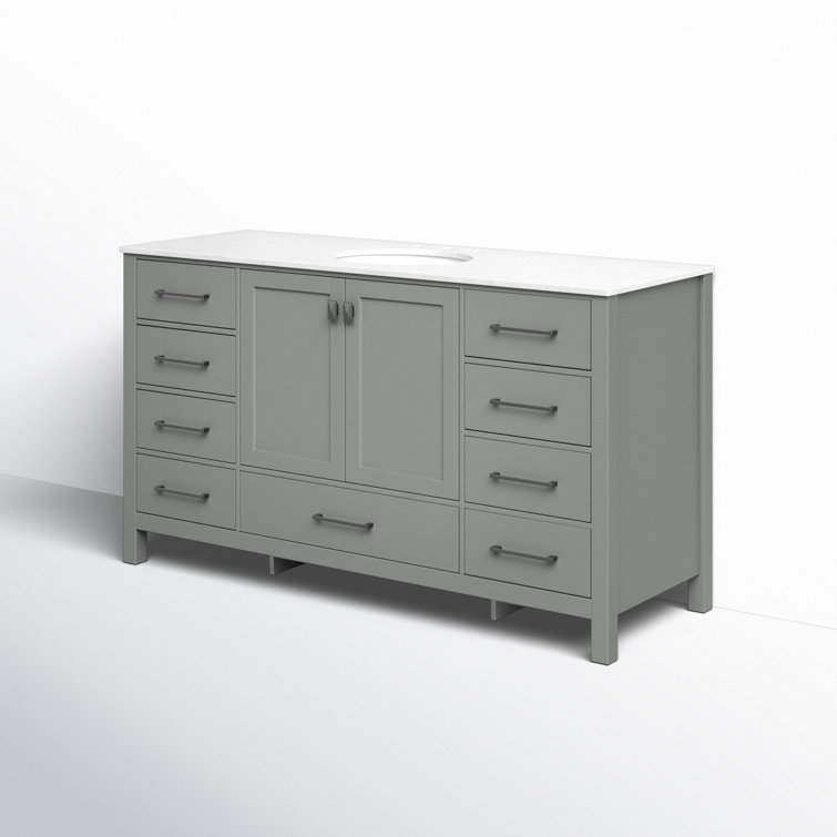 Irene 60'' Single Bathroom Vanity with Engineered Marble Top