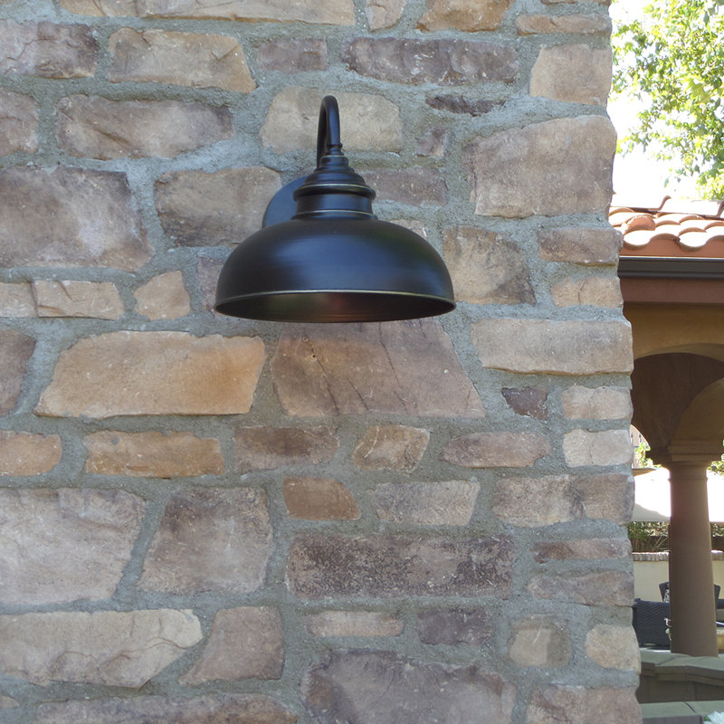 Luminaire de grange d'extérieur Arryonna, Bronze huilé, H 11,25 po x l 12 po x P 14 po