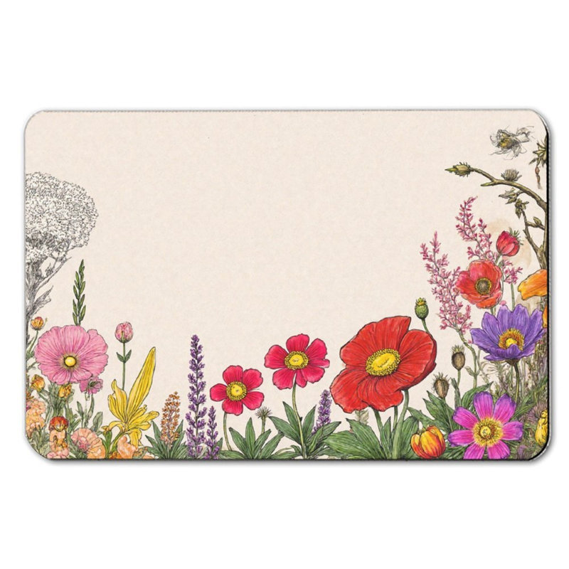 Tapis de bain floral coloré 16 x 24 po