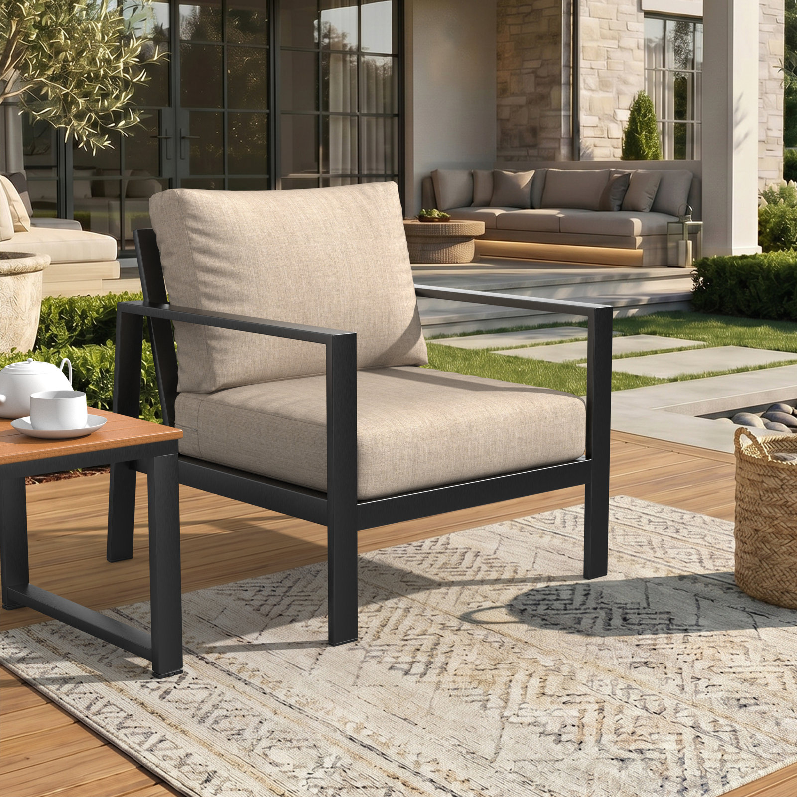 Outdoor Sunbrella Seat/Back Cushion, Cast Ash Sunbrella® Plainweave