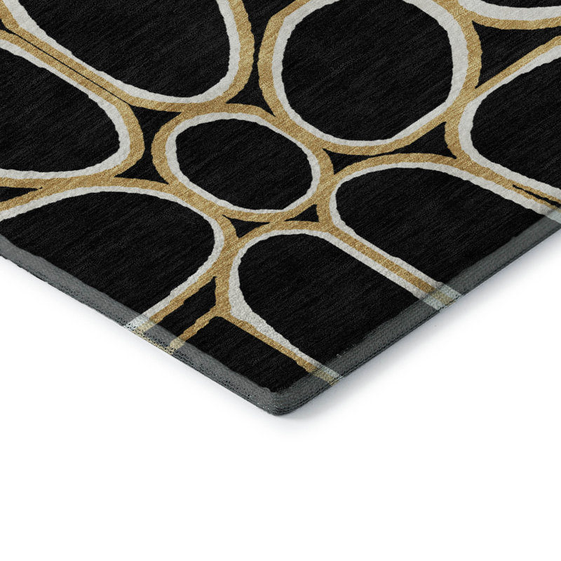Premium Machine Washable Corry AMF1041 Circles Rug, Rectangle 2'6" x 3'10"