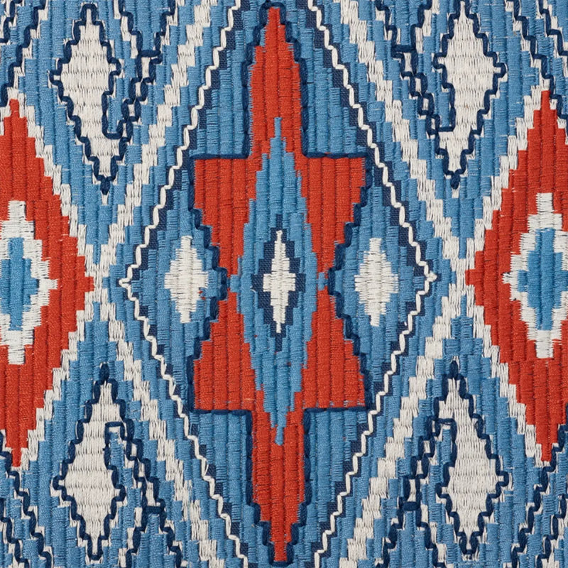 Bayeta Embroidery Fabric, Blue/Red