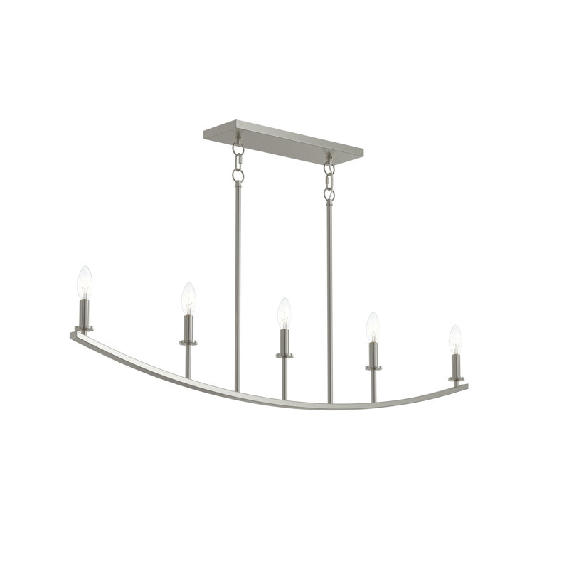 Jheni Five-Light Brushed Nickel Linear Chandelier, Brushed Nickel