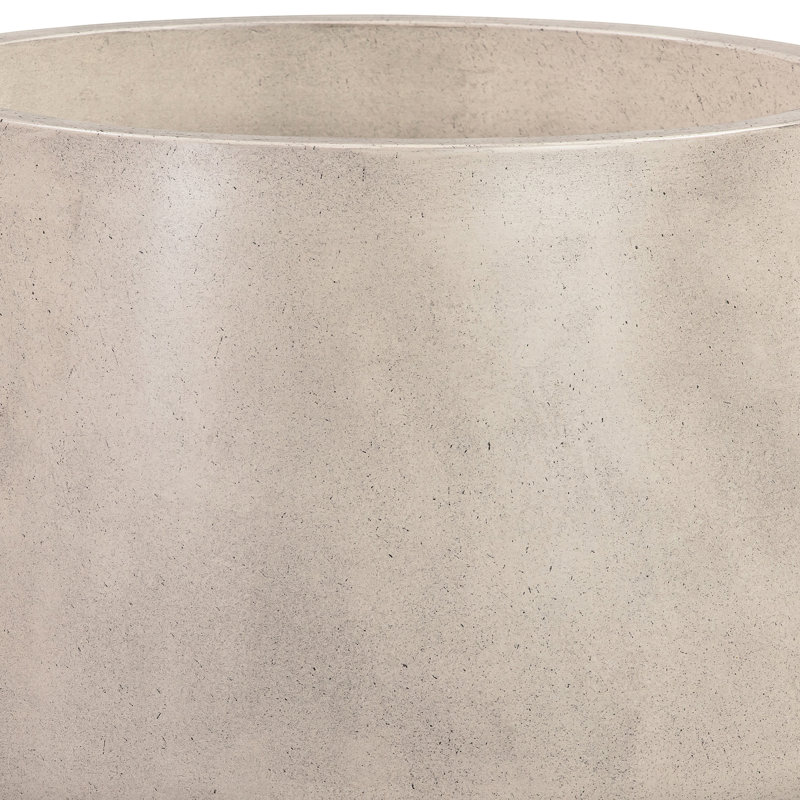 Medium White Planter Of Lightweight Concrete, 8" H X 10" W L, Modern Design For Plant Display Concrete Round Planter, Size And Functional Home Planting